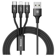 Кабель 3-в-1 Baseus Rapid Series (Микро+Lightning+Type-C) 3A 1.2M чёрный CAMLT-SU01