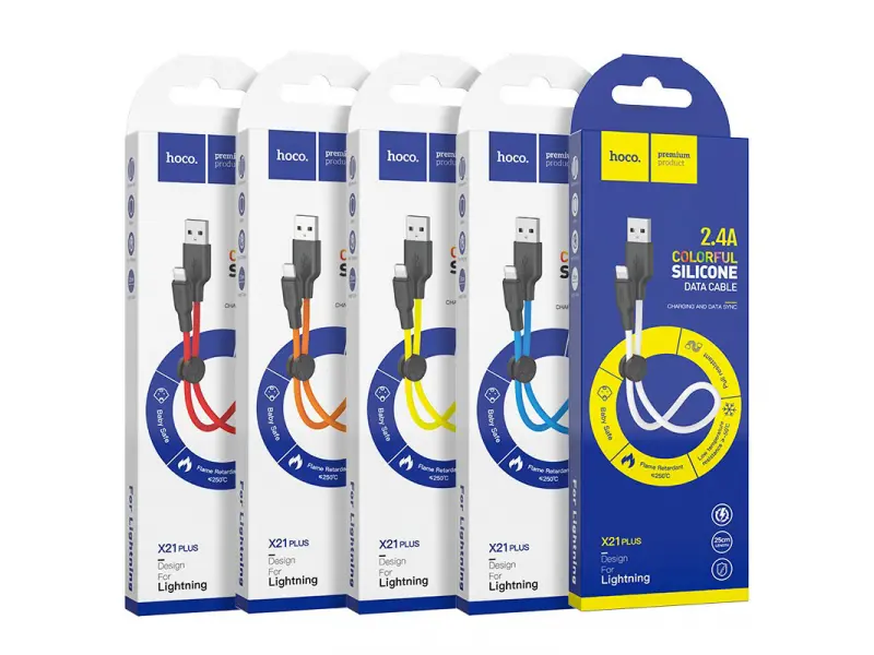 Hoco X21 Plus USB Силиконовый зарядный кабель (белый/черный)