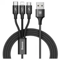 Cablu 3-in-1 Baseus Rapid Series (Micro + Lightning + Type-C) 3A 1.2M Negru CAMLT-SU01