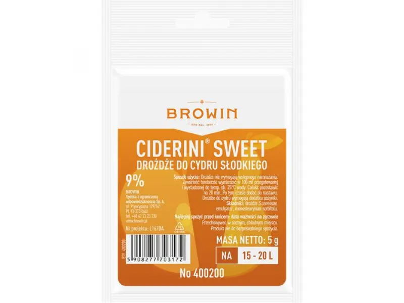 Drojdie pentru cidru semidulce și dulce, 5 g 400 200