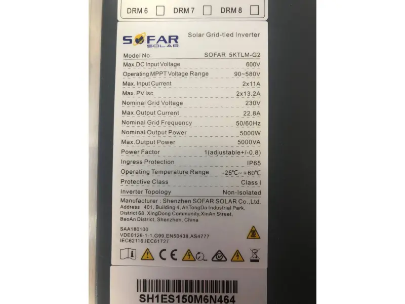 Invertor solar de retea SOFAR 5KTLM-G2 monofazat 5kW