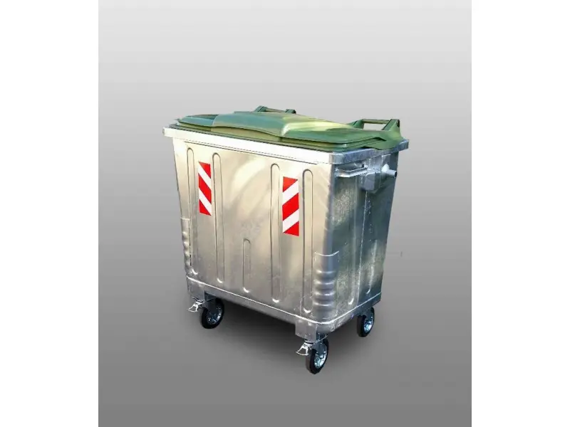 Container galvanizat cu capac din plastic verde (volum, 1100L EU)