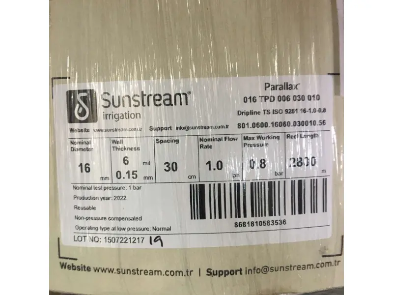  Bandă de picurare cu fante SUNSTREAM PARALLAX 16 mm, 6 mil, pas de 30 cm 1,0 LPH (bobină 2800m)