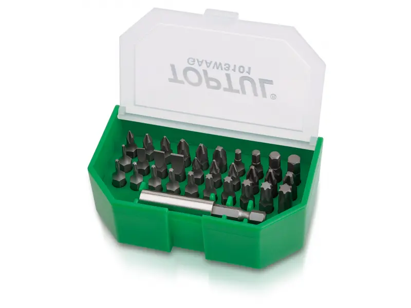 Set de biți 1/4 "SL; PH; PZ; TORX; HEX + suport magnetic 31 buc GAAW3101 Toptul Set de biți 1/4 "SL; PH; PZ; TORX; HEX + suport magnetic 31 buc GAAW3101 Toptul
