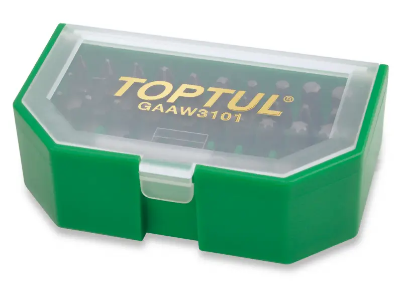 Set de biți 1/4 "SL; PH; PZ; TORX; HEX + suport magnetic 31 buc GAAW3101 Toptul Set de biți 1/4 "SL; PH; PZ; TORX; HEX + suport magnetic 31 buc GAAW3101 Toptul